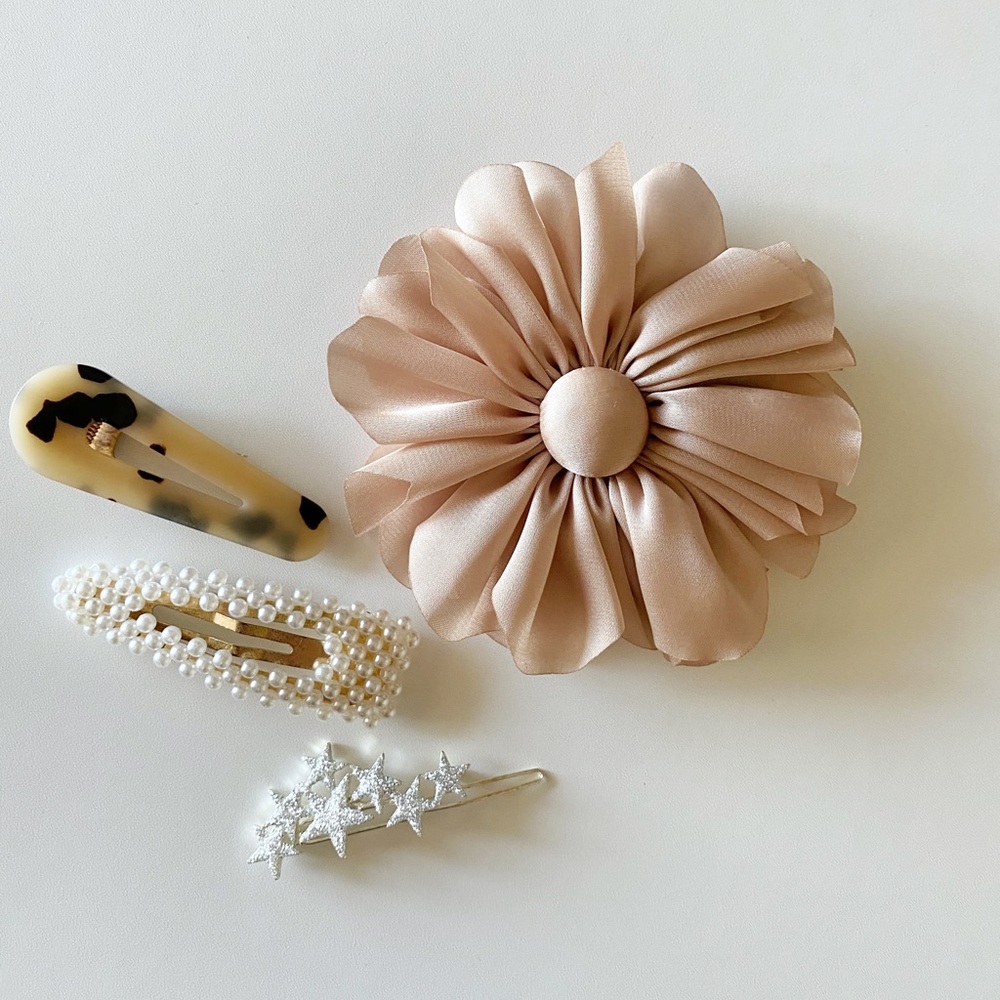 Silky Beige Flower Hair Clip